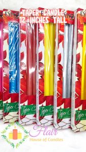 Flair Taper Candle 12 Inches tall Elegant Smokeless and Dripless Decorative Colored Candle (4pcs per box) 6hrs burn time