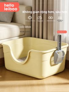 HELLOLEIBOO | Large Open-Semi-Enclosed Litter Box