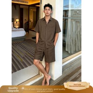 OUMULONG | Retro Style Summer Linen Suit 2pcs