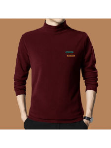 Trendy Fall and Winter Dralon Heattech Thickened Half-High Collar T-Shirt Men Plus Size Brushed Heating Double-Sided Velvet Base Tops