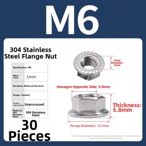 BAIRUITE | Anti-Slip Anti-Loose 304 316 Stainless Steel Hex Locking Flange Nuts