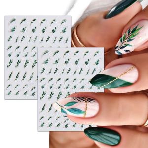 สติกเกอร์ติดเล็บลายใบไม้ฤดูใบไม้ผลิ 2 ชิ้น ใช้งานง่ายสำหรับตกแต่งเล็บ DIY ของขวัญ งานปาร์ตี้ และแต่งหน้างานแต่งงาน