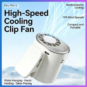 Taoxilife Semiconductor Cold Compress Cooling Clip Fan 4000mAh USB Rechargeable 199 Speed Stepless Wind Adjust LED Digital Display 2-in-1 Clip & Hanging Neck Portable Mini Cooling Fan For Outdoor Work Camping