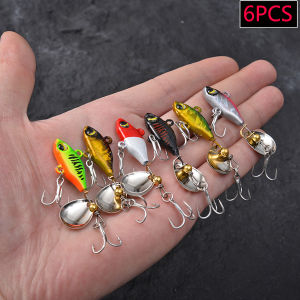 6PCS Long Shot Sinking VIB Spinner Tail Hard Baits Artificial Wobbler For Trolling Carp Fishing Tackle Swimbait Fishing Lures