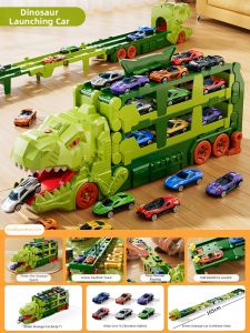 BABYSHOME | Dinosaur Track Ejection Car Toy Alloy
