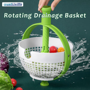 Justliving Máy sấy rau quả Rổ quay ráo nước làm salad trái cây Giỏ rau máy giặt Máy sấy trái cây drainer Rau diếp Spinner giỏ rây lọc Máy sấy khô hữu ích dụng cụ nhà bếp nhà bếp công cụ rổ quay ráo nước làm salad