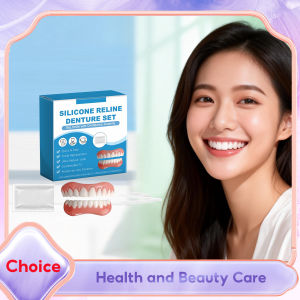 Adult Natural Resin False Dentures Teeth Full Cover Improve Miss Broken Tooth Soft Upper and Lower Set Teeth Denture Reliner Kit