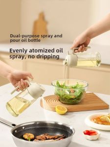 ขวดน้ำมันแก้วแบบฉีดสองทาง COOKER KING สำหรับครัวเรือน ไม่รั่วไหล ไม่ติดน้ำมัน ขวดใส่น้ำส้มสายชูและซอสสำหรับเก็บอาหาร