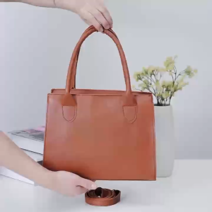 SPSBAGS#8232 Fashionable  PU leather handbag and shoulder bag for Women minimalist solid-color pattern with top handles and a detachable adjustable shoulder strap for use as a crossbody or sling bag.