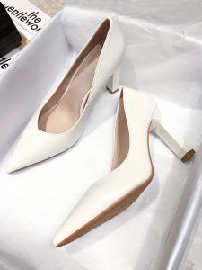 Elegant French Pointed Toe High Heels Womens Spring Autumn New Wedding Shoes Match Wedding Dress Low Heel Single Shoes