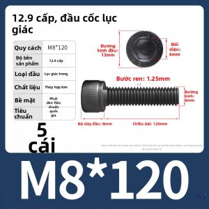 BAIRUITE | Ốc Vít Lục Giác Cường Độ Cao 12.9 Thép Hợp Kim Phủ Đen