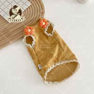 Summer New Soft Lace Short Sleeve Cat Dress Cute Pet Clothes for Kittens Deven Style Cat Outfit Set Polyester Material