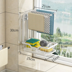 Nhà Bếp Gắn Cửa Sổ Đứng Đơn Giản Dishcloth Giá Đỡ Treo Tường Không Khoan Để Bàn Có Giá Để Đồ Phơi Phong Cách Scandi