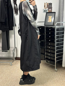 Summer New Black Workwear Functional Style Vest Skirt Large Size Fat MM Pear Shape Belly Cover Zipper Strap Long Dress