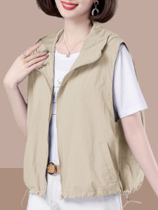 เสื้อกั๊กสวมทับคอวี ใส่ทีวีนิคมนการัง เสื้องอกหอยแขกรับบริการผู้หญิงกันลม อเนกประสงค์พร้อมฮุliness สายร่มเพลิงเตอะระกึก