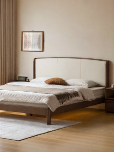 WEISHA | Solid Wood Leather Comfort Double Bed 1.8m