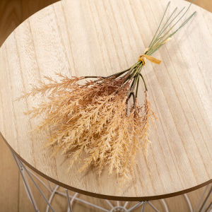 6pcs Plastic Wheatgrass Artificial Flowers Room Home Autumn Wedding Decoration Rime Reed Bouquet Sandy Colored Coffee Fake Plant