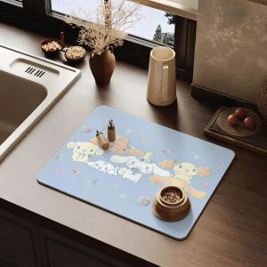 Sanrio | Cinnamoroll & Friends Floral Dish Drying Mat Non-Slip Rubber Base Washable Cloth Surface Cute Kitchen Pad