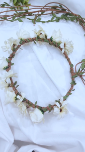 Ready Stock SG Leaf Twine Rainbow Chiffon White Flower Crown Boho Flower Crown Hair Accessories