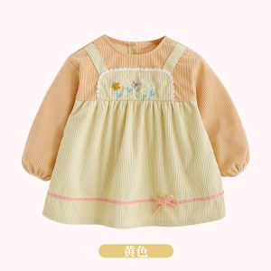 Princess Style Corduroy Apron for Girls Waterproof Baby Bibs Childrens Outerwear Fashionable Dinner Apron Autumn Winter