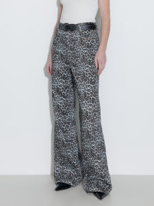 Retro Leopard Print Flared Cotton Pants