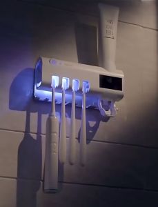 Luckin Mart Toothbrush Holder Wall Mounted Without Drilling Smart Cleaning Toothbrush Organizer