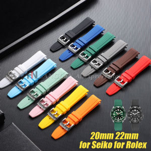 20mm 22mm Curved End Rubber Watch Strap For Rolex Submariner For Seiko Watchband Soft Silicone Black Green Blue Diving Bracelets