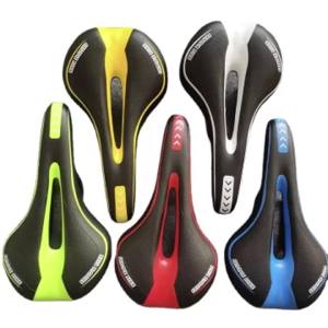 Mountain Road Bike Seat Comfortable Soft Cycling Cushion Exercise Bike Saddle PU Leather Gel Filled Shockproof Bicycle Saddle