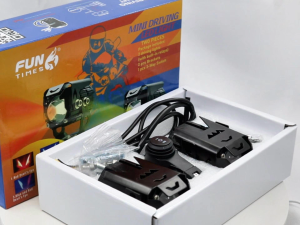 【ตั้งค่าด้วยสวิตช์】ไฟสปอตไลท์ขับมอเตอร์ไซค์ 4 โหมด แสงสีเหลืองและสีขาว 2-in-1 ไฟสูงและต่ำ กันน้ำ พร้อมสวิตช์ โหมดแสงโดยรอบ 4 โหมด