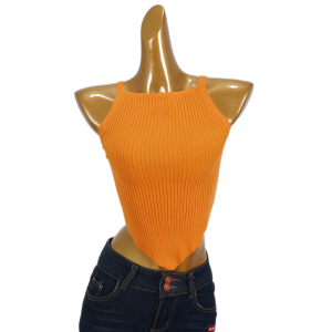 Spicy Girl Knitted Strap Vest Slim Fit Summer New Style Outerwear Short Sleeveless Top Fashionable Commute Style Solid Color