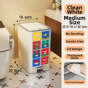 evesigar | High-capacity Covered Step-operated Hands-free Aesthetic Home Trash Can