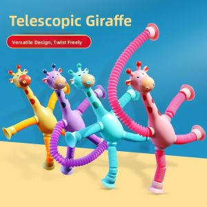 Interactive Stretching Giraffe Robot Toy Glowing Educational Creative Tube Childrens Cartoon Toys for Girls Age 6-11