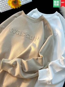 Wassup American Style Fleece Lined Long Sleeve round Neck Sweatshirt Mens Warmth Outerwear Base Layer Shirt Youth Fashion