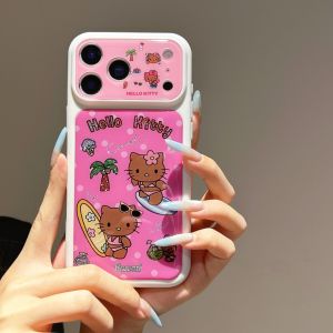 Sanrio | Summer Surfing Black Skin Sanrio Hello Kitty Phone Case For iphone 17 16 15 Pro Max Full Lens Camera Protective Shockproof Cover