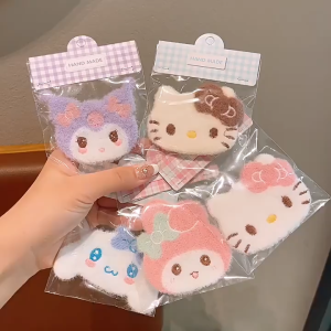 Kẹp tóc lông hình Hello Kitty hoạt hình dễ thương- Phụ kiện tóc cài đầu