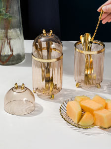 Stainless Steel Fruit Forks And Spoon Storage Canister Set for Home Use Childrens Dessert Snacks Small Display Piece