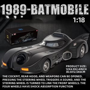 1:18 1989 Batmobile Die-cast Car with Batman Figure Toys for Kids and Adults  Black