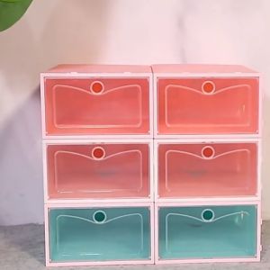 กล่องใส่รองเท้า ชั้นวางรองเท้า กล่องรองเท้าใสประกอบง่ายกล่องรองเท้า ตู้เก็บรองเท้าสินค้าต้องประกอบเอง มี2ขนาด ราคาต่อ1ชิ้น