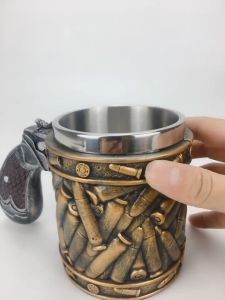 【FT】Unique High-quality Western Revolver Gun With Ammo Bullet Round Shells Coffee Cup Beer Mug for Collecting Gift
