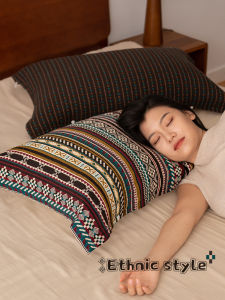 Khăn Choàng Gối Vải Cotton Nguyên Chất Họa Tiết Dân Tộc Lớp Bốn Vải Cotton Dùng Cho Mọi Mùa Chống Dầu Đầu