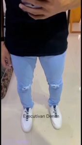 Celana Jeans Pria Panjang Sobek Slim Fit Pensil Skinny Distro Keren Denim Melar Size 28-38
