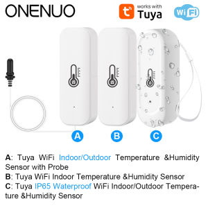 Indoor or Outdoor Tuya WiFi Temperature Humidity Sensor APP Check Home Thermometer Compatible For Alexa Google Home Voice