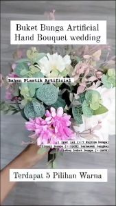 Buket bunga artificial - Hand Bouquet Wedding - Peony Pompom A003