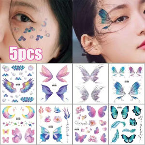 Waterproof Temporary Tattoo Stickers 3D Glitter Butterfly Wings Fairy Fake Tattoo Hand Body Art Festival Face Makeup Decoration
