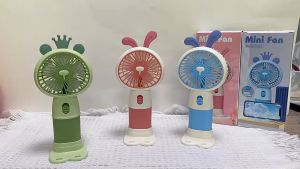 super strong hk-59-8A cartoon cute hand-held USB rechargeable electric desktop mini fan outdoor portable