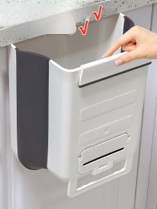 Kitchen Waste Bin Hanging Foldable Storage Bucket for Cabinet Door Wall Mounted Garbage Can Household Special Hanging