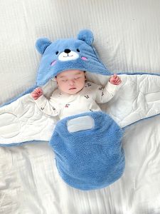 Thickened Winter Baby Sleeping Bag Newborn Swaddle Blanket Anti-startle Two-way Use Baby Outgoing Supplies Autumn Winter