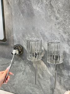 Suction Cup Toothbrush Holder Wall Mounted Electric Toothbrush Cup Storage Rack Luxury Style Bathroom Organizer for Everyone