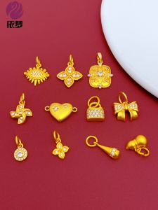 Sand Gold Embedded White Diamond Pendant Windmill Butterfly Knot Small Bead DIY Jewelry Accessories Material Fashionable Fresh out Alloy