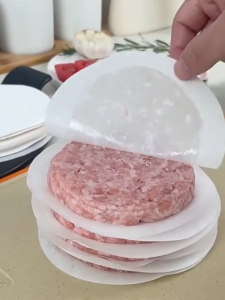 100Pcs Hamburger Patty Paper Non-Stick BBQ Wax Paper Sheets for Separating Burger Patties Round Parchment Paper 10CM